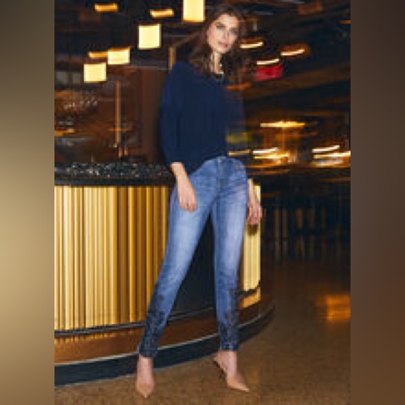 Melanie Lyne embellished ankle-length jeans - size 8 - Picture 2 of 8